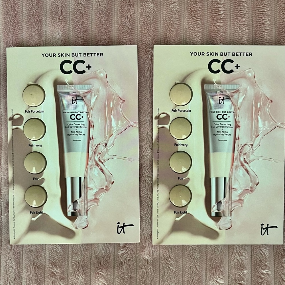 IT COSMETICS CC FULL COVERAGE CREAM SERUM SPF 50 4 SHADES Lot of 2 Samples